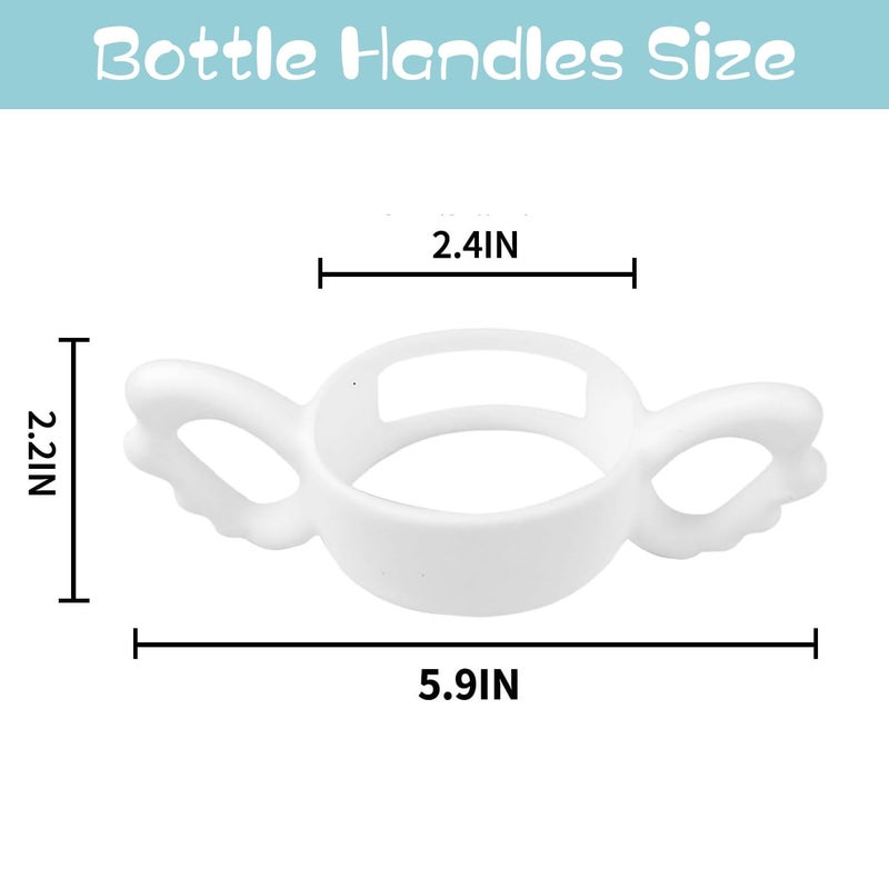 UWSTE 3Pack Baby Bottle Handles for Boon Nursh Reusable Silicone Pouch Baby Bottles, Silicone Bottle Holder for Easy Grip (White) - Image 2